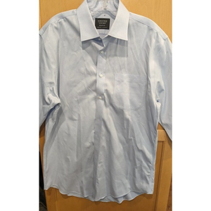Nordstrom Mens Shop Shirt 15.5/34 Regular Fit Blue Long Sleeve Pinstripe